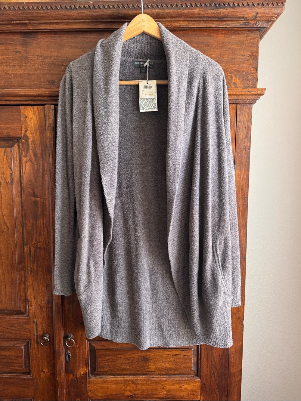 Barefoot Dreams CozyChic Lite Circle Cardigan Graphite Gray New With Tags M